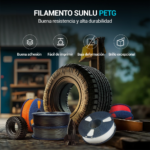 Pieza técnica Negra y maceta Roja impresas con SUNLU High Speed PETG Mate de Smartec Store, destacando excelente adhesión entre capas