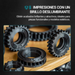 Engranajes impresos con SUNLU High Speed PETG Mate de Smartec Store, mostrando acabado brillante para piezas funcionales y modelos estéticos