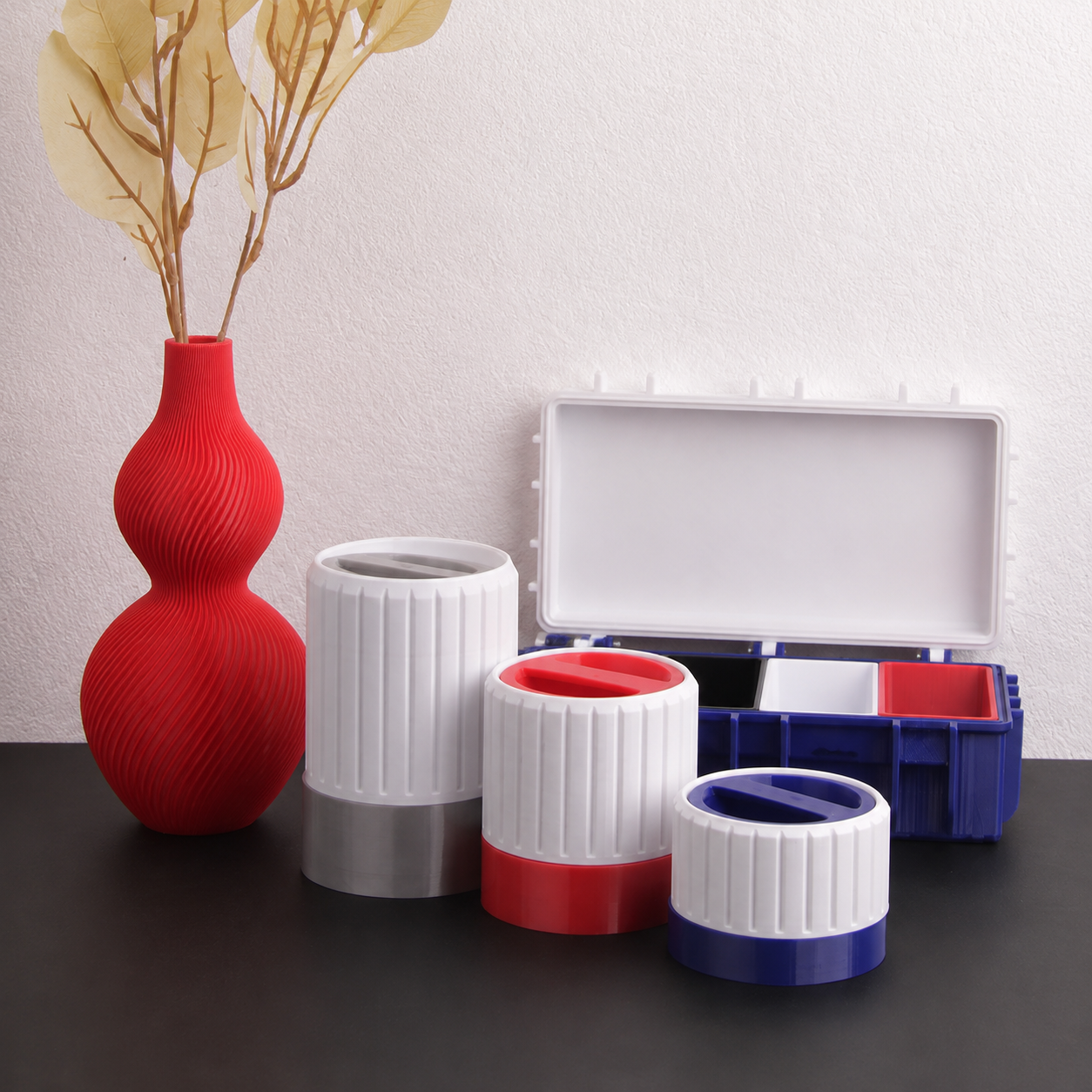 Piezas decorativas y organizadores impresos con filamento eSUN PETG Basic de Smartec Store para impresión 3D.