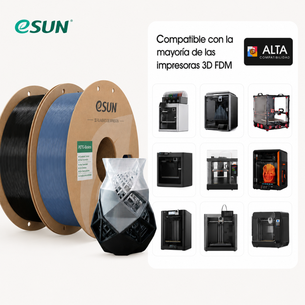 Filamento eSUN PETG Basic Negro y Azul de Smartec Store compatible con impresoras 3D FDM