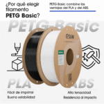 Filamento eSUN PETG Basic Negro y Blanco de Smartec Store, fácil de imprimir y resistente al impacto para impresión 3D