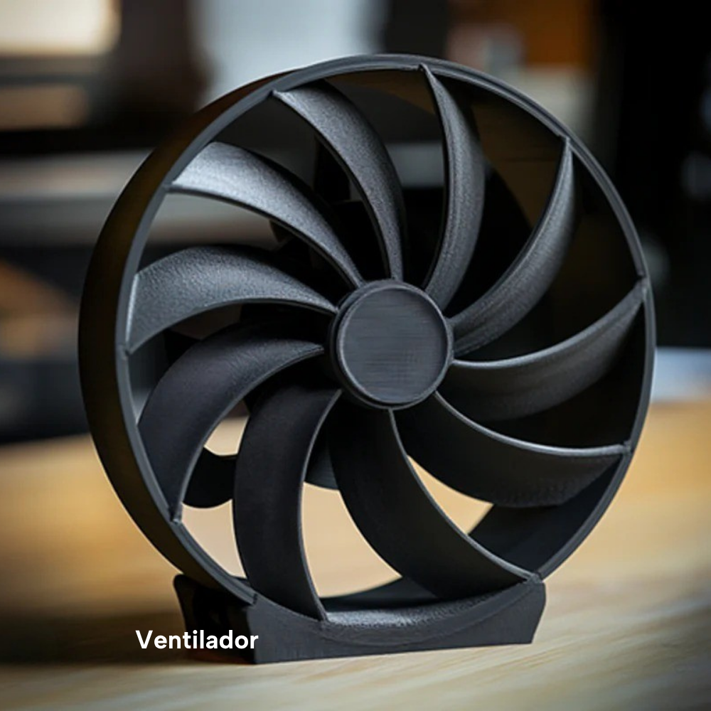 Ventilador impreso con filamento SUNLU PETG Fibra de Carbono de Smartec Store para piezas técnicas resistentes