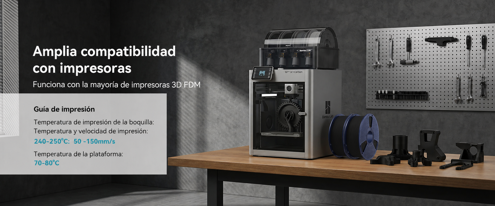 Filamento SUNLU PETG Fibra de Carbono de Smartec Store con amplia compatibilidad para impresoras 3D FDM