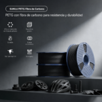Rollo SUNLU PETG Fibra de Carbono de Smartec Store con 10% de fibra de carbono para piezas resistentes en impresión 3D