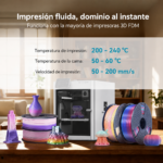 Guía de impresión para filamento SUNLU PLA Arcoíris de Smartec Store, compatible con impresoras 3D FDM y parámetros recomendados