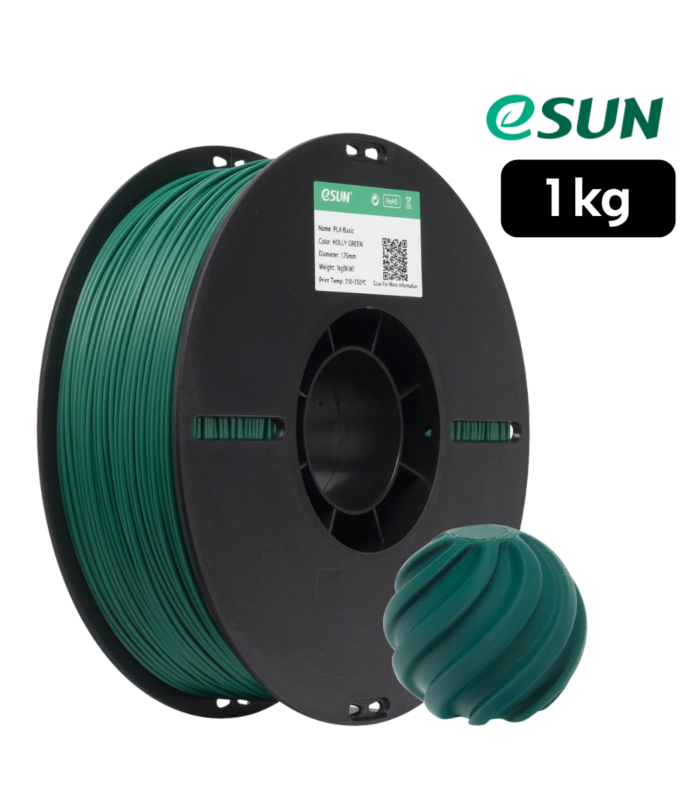 Filamento eSUN PLA Basic Verde Bosque 1 kg de Smartec Store, con pieza decorativa impresa en 3D y acabado limpio