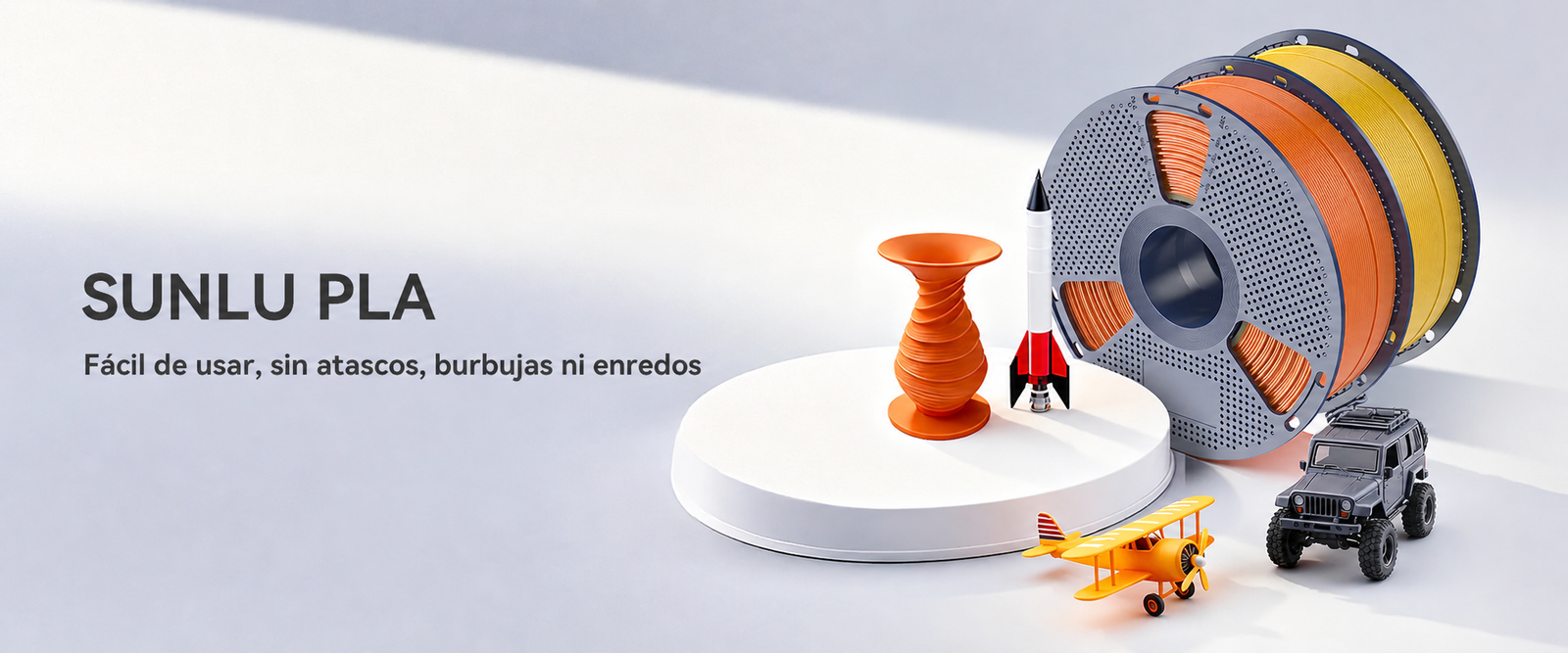 Filamento SUNLU PLA Varios Colores de Smartec Store, fácil de usar y diseñado para impresión 3D sin atascos, burbujas ni enredos