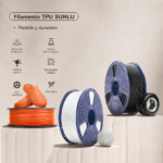Filamento SUNLU TPU 95A Naranja, Blanco y Negro de Smartec Store, flexible y duradero para impresión 3D
