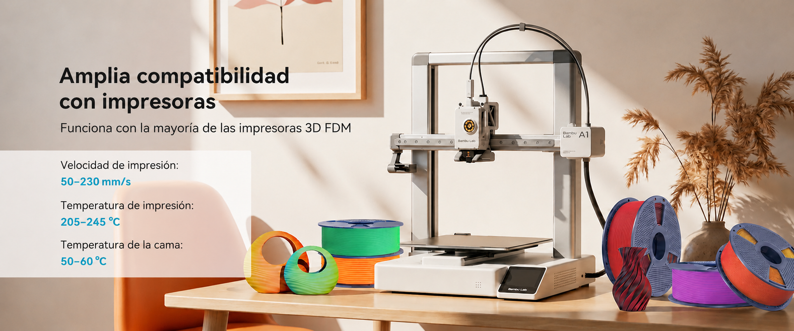 Filamento SUNLU PLA Mate Doble Color compatible con impresoras 3D FDM