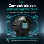 Secador de filamentos SUNLU S2 compatible con PLA, PETG, ABS y TPU, diseñado para secar y almacenar filamentos de impresión 3D