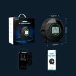 Secador de filamentos SUNLU S2 de Smartec Store con caja, adaptador, guía de usuario y medidas del equipo para impresión 3D