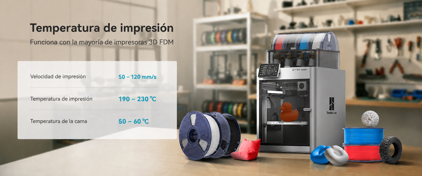 Guía de temperatura para filamento SUNLU TPU 95A Varios Colores de Smartec Store, compatible con impresoras 3D FDM