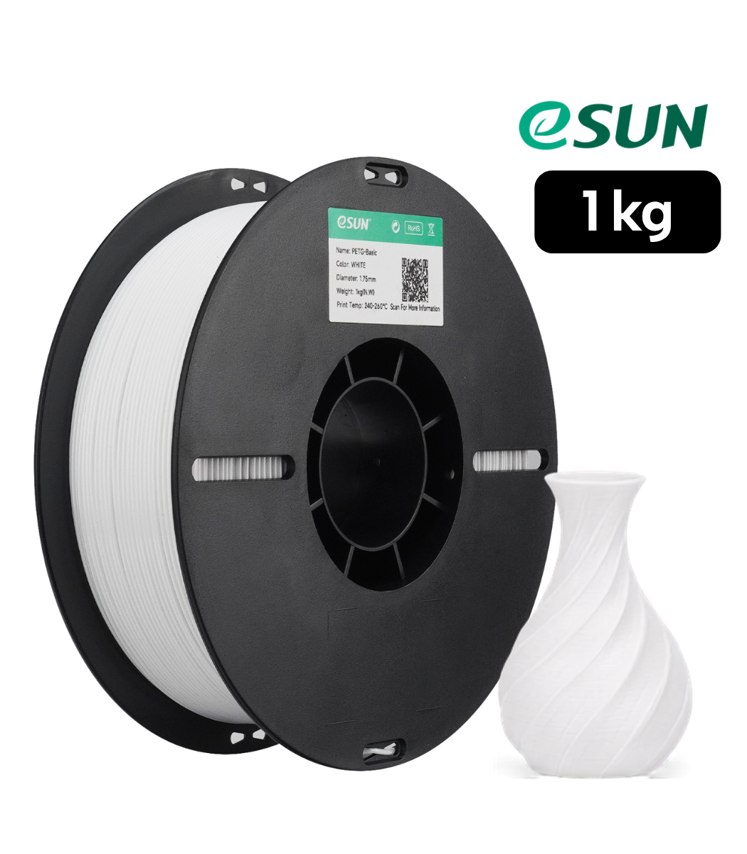 Filamento PETG Basic eSUN Blanco 1 kg Filamento PETG Basic eSUN Blanco de 1 kg para impresión 3D