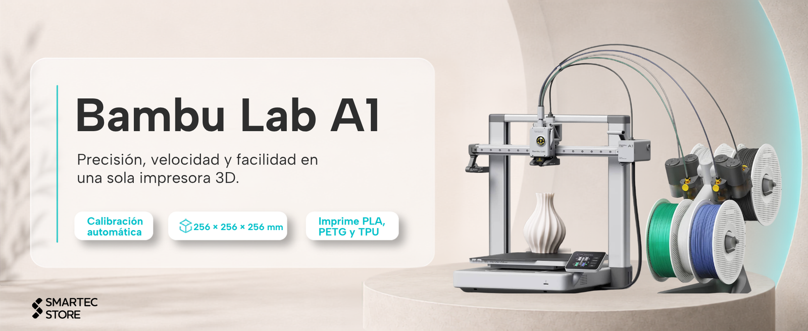 Bambu Lab A1 con AMS Lite, calibración automática y área de impresión de 256 mm