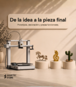 Bambu Lab A1 con caballo, figura de gato y cactus impresos en 3D