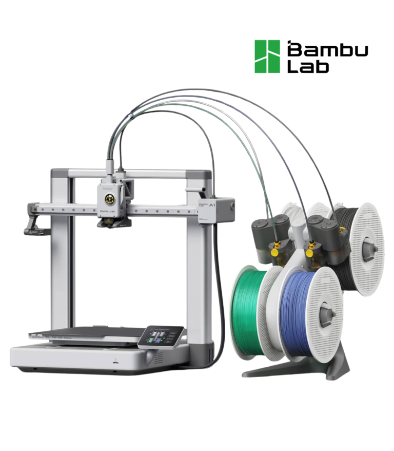 Impresora 3D Bambu Lab A1 Combo con sistema AMS Lite para impresión multicolor de hasta 4 colores, disponible en Ecuador.