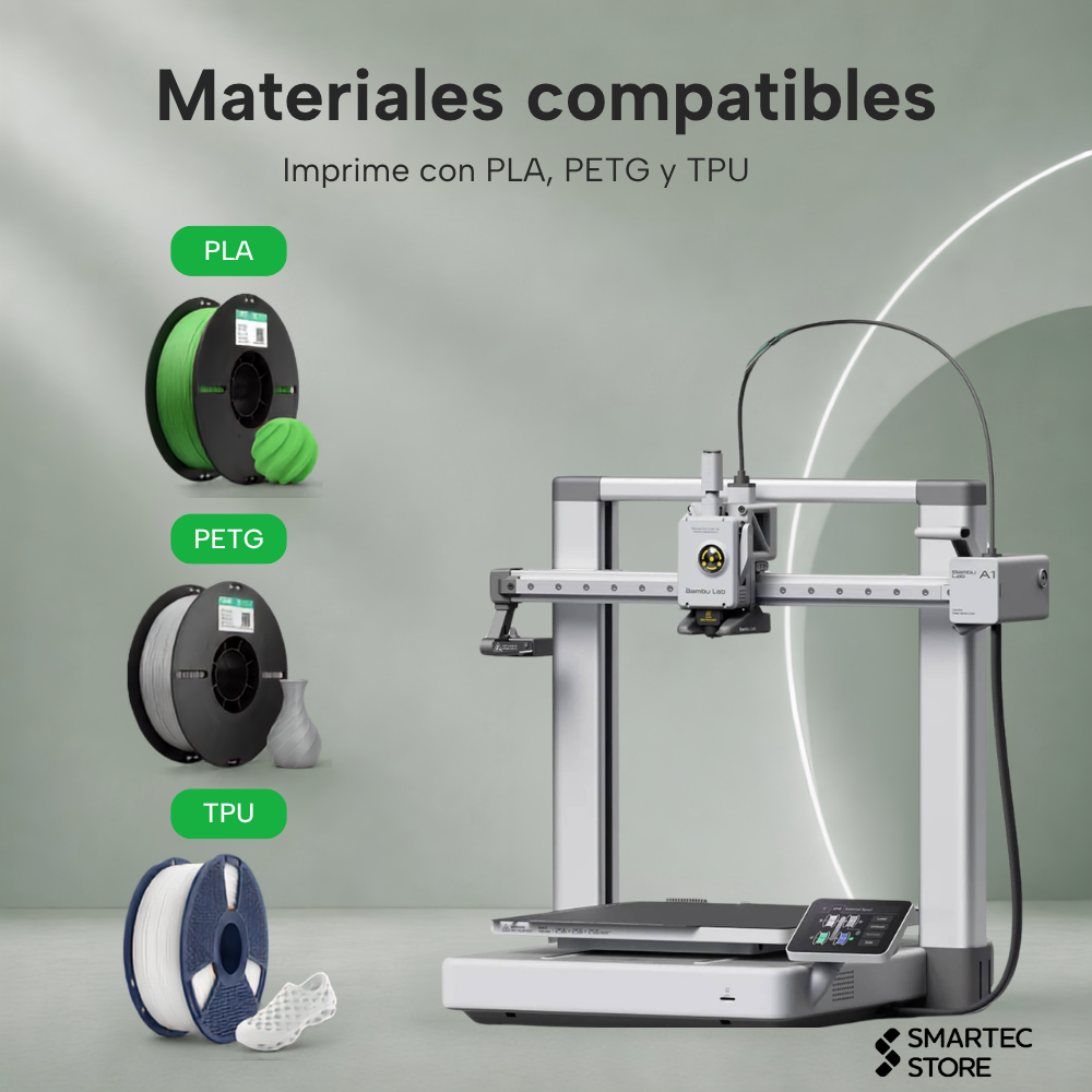 Filamentos PLA, PETG y TPU compatibles con la impresora 3D Bambu Lab A1