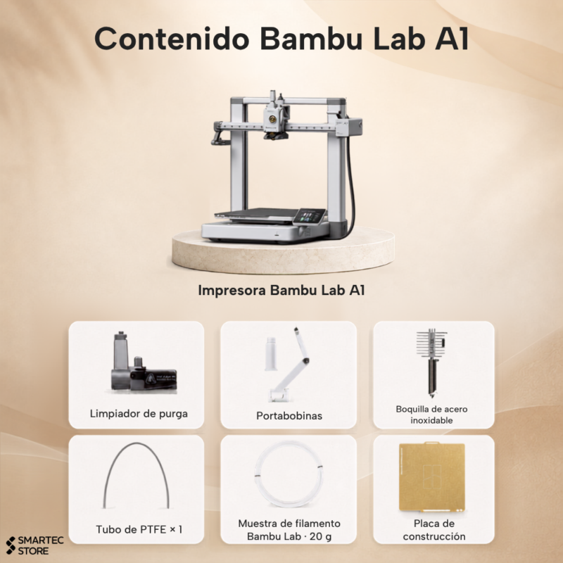 Contenido de la caja de la impresora 3D Bambu Lab A1 y accesorios incluidos
